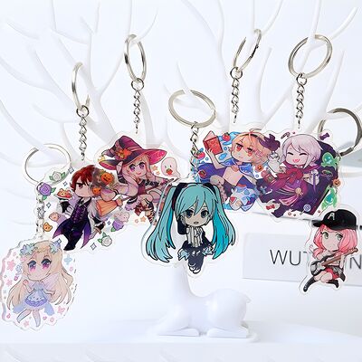 প্রচারমূলক ব্যবহারের জন্য কাস্টমাইজড রঙে স্বচ্ছ প্রক্রিয়া এবং কী রিং লিঙ্ক চেইন সহ কাস্টম অ্যাক্রিলিক কীচেইন